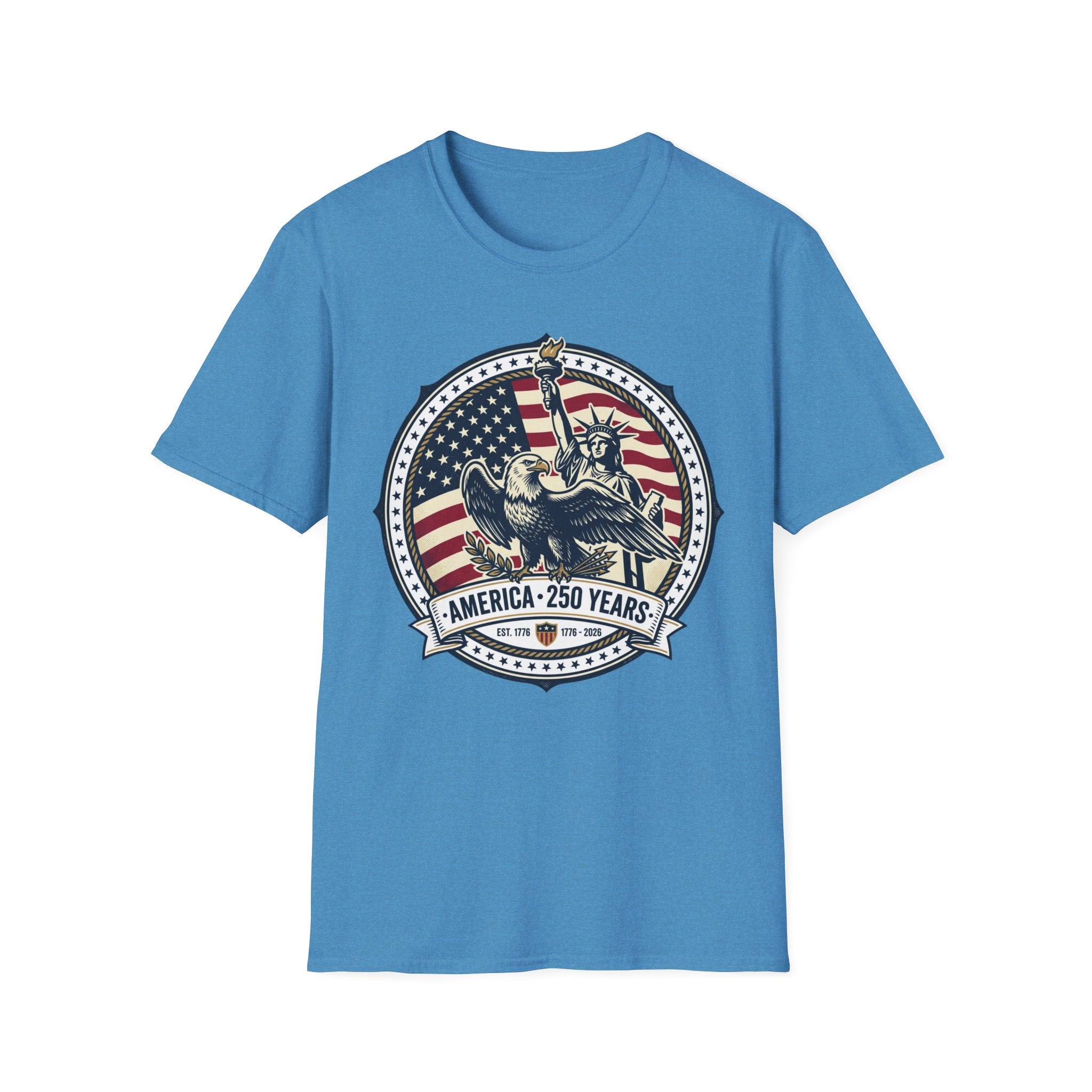 America 250 Years T-Shirt – Statue of Liberty Vintage Flag Graphic
