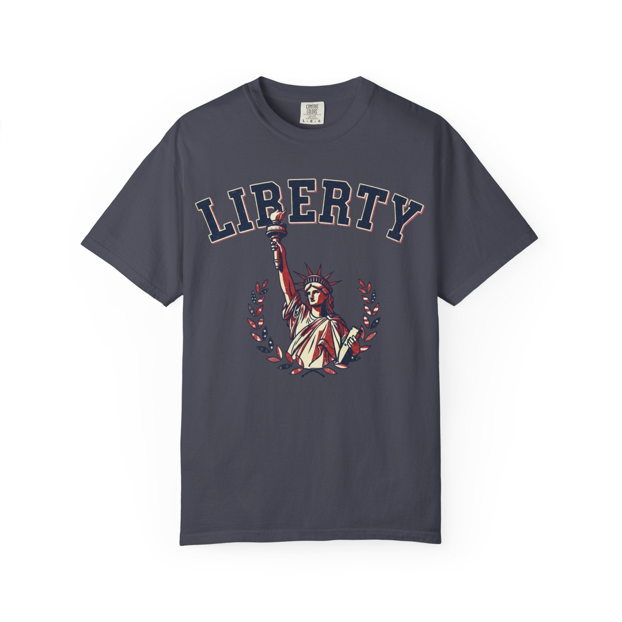 Liberty Statue T-Shirt — Patriotic 'LIBERTY' Graphic Tee