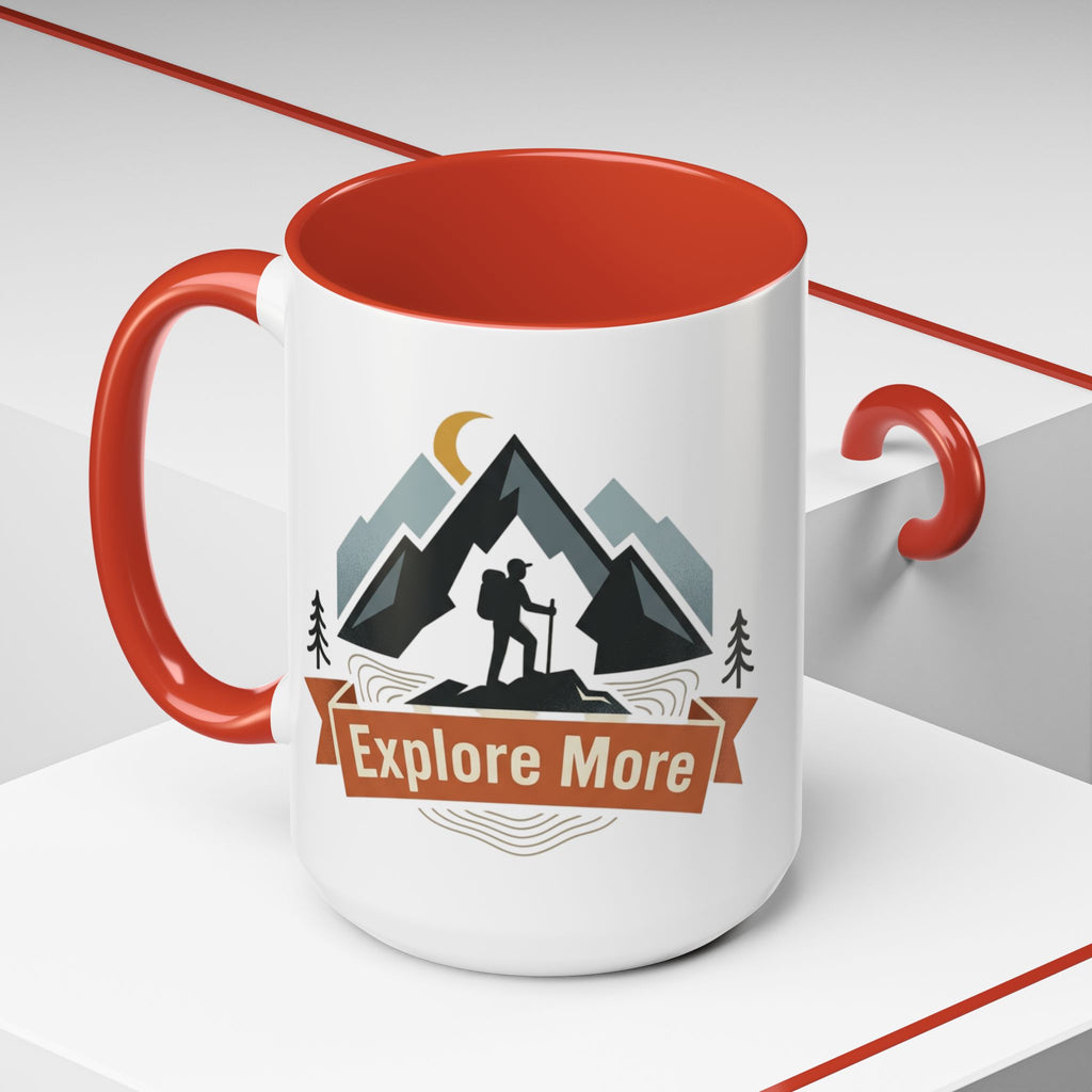 Adventure Coffee Mug — "Explore More" Mountain Camping Accent Mug (11/15oz)
