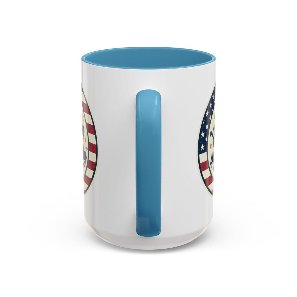 Happy 4th of July Accent Coffee Mug – Patriotic American Flag Design (11/15oz)