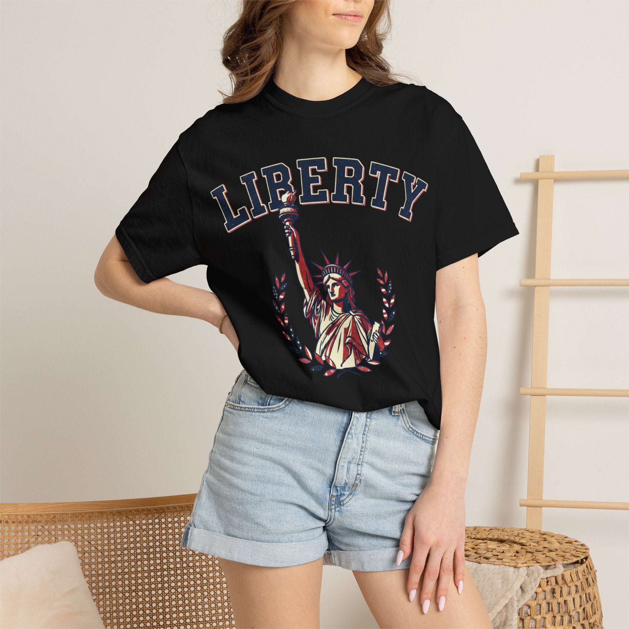 Liberty Statue T-Shirt — Patriotic 'LIBERTY' Graphic Tee