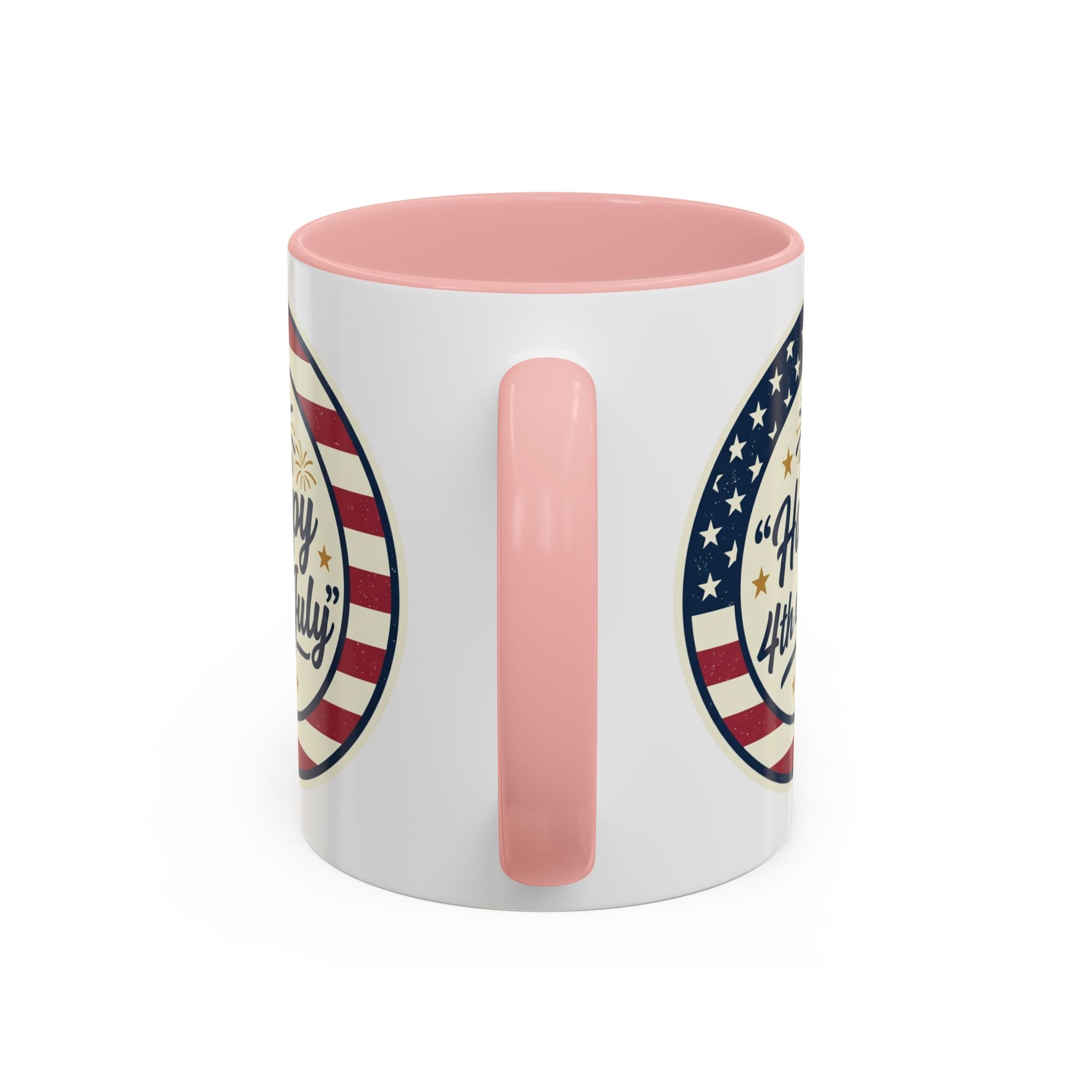 Happy 4th of July Accent Coffee Mug – Patriotic American Flag Design (11/15oz)