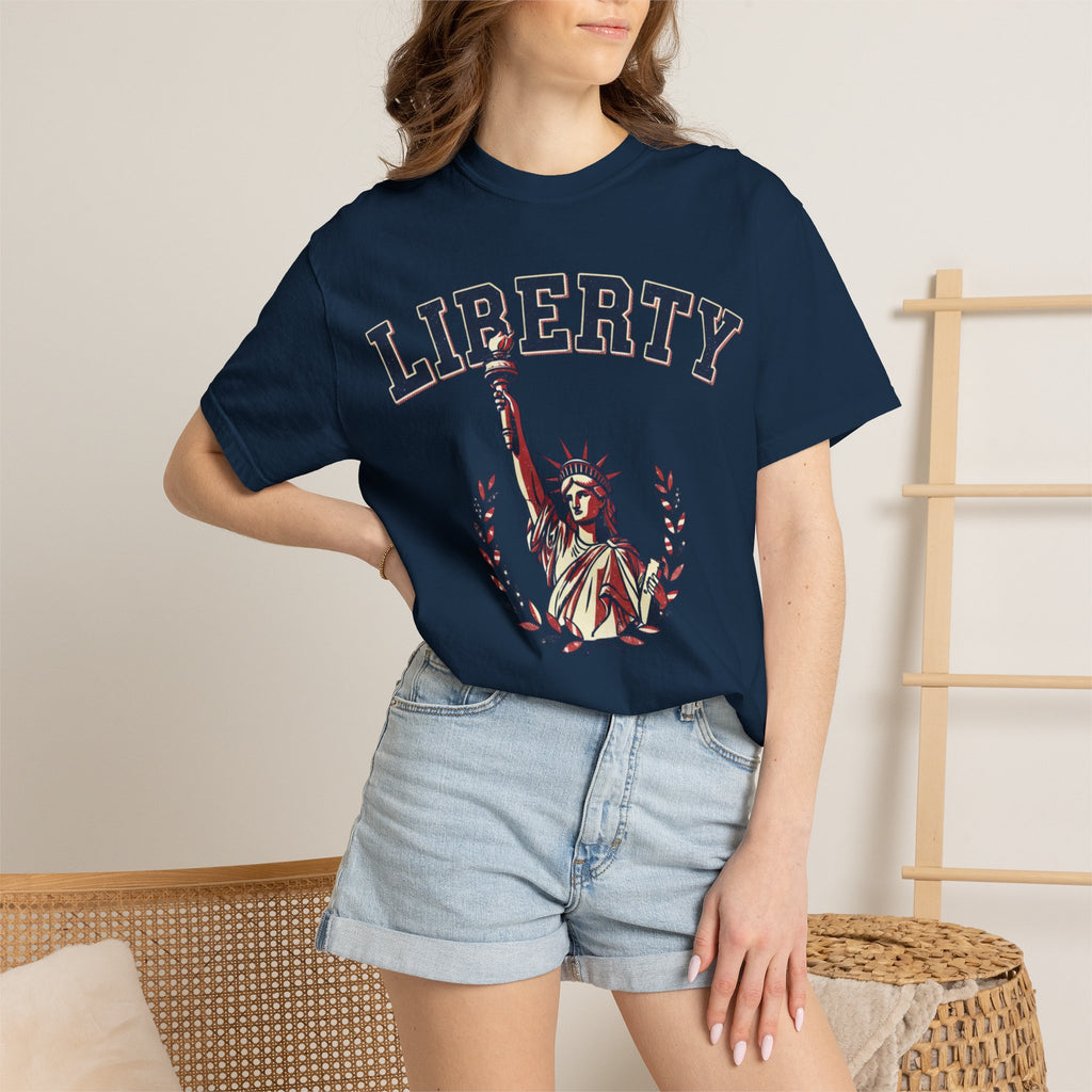Liberty Statue T-Shirt — Patriotic 'LIBERTY' Graphic Tee