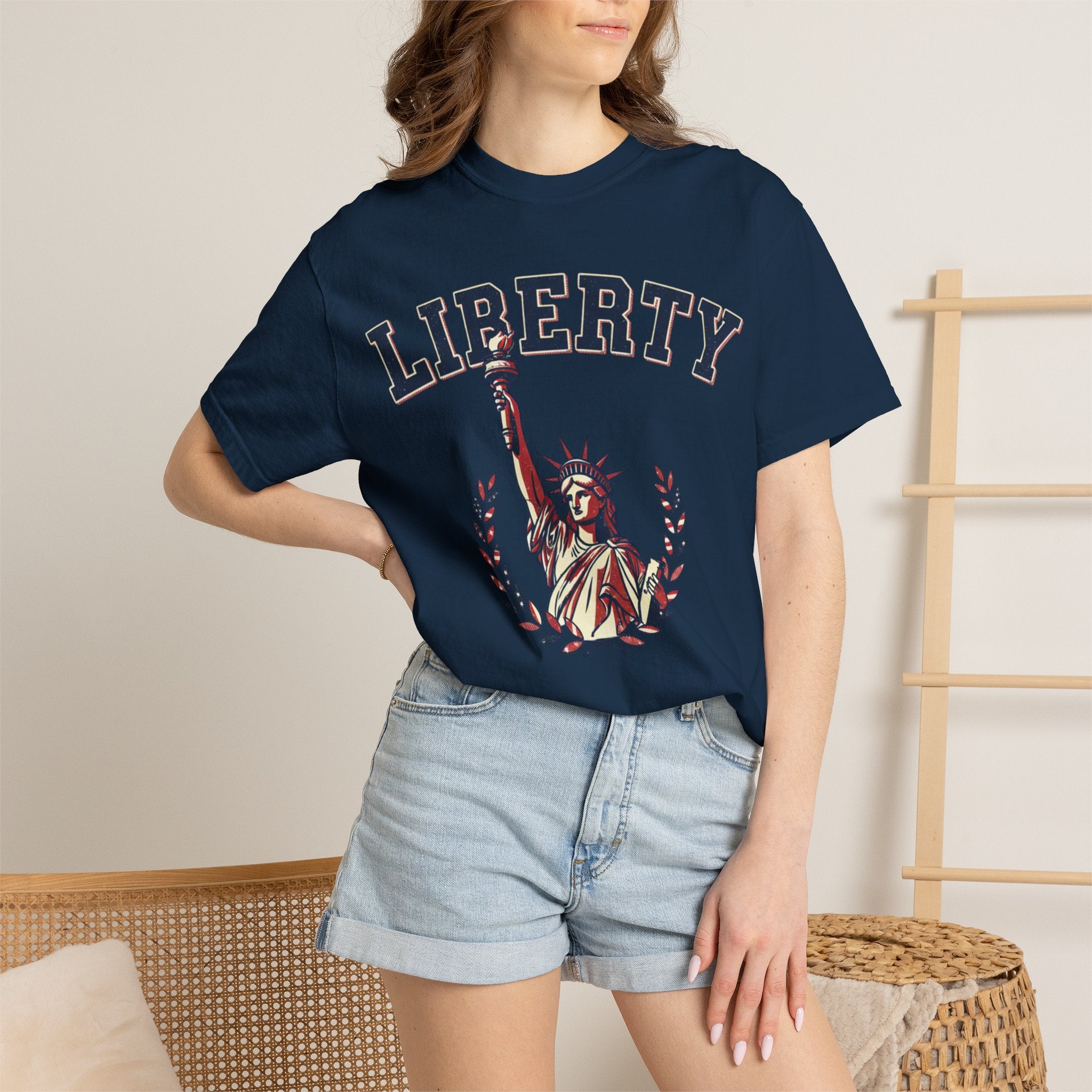 Liberty Statue T-Shirt — Patriotic 'LIBERTY' Graphic Tee