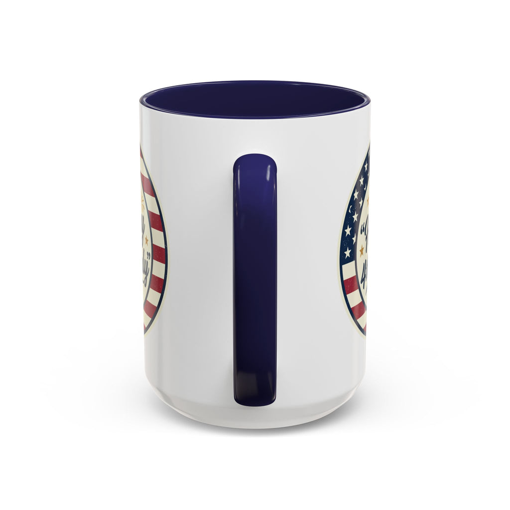 Happy 4th of July Accent Coffee Mug – Patriotic American Flag Design (11/15oz)