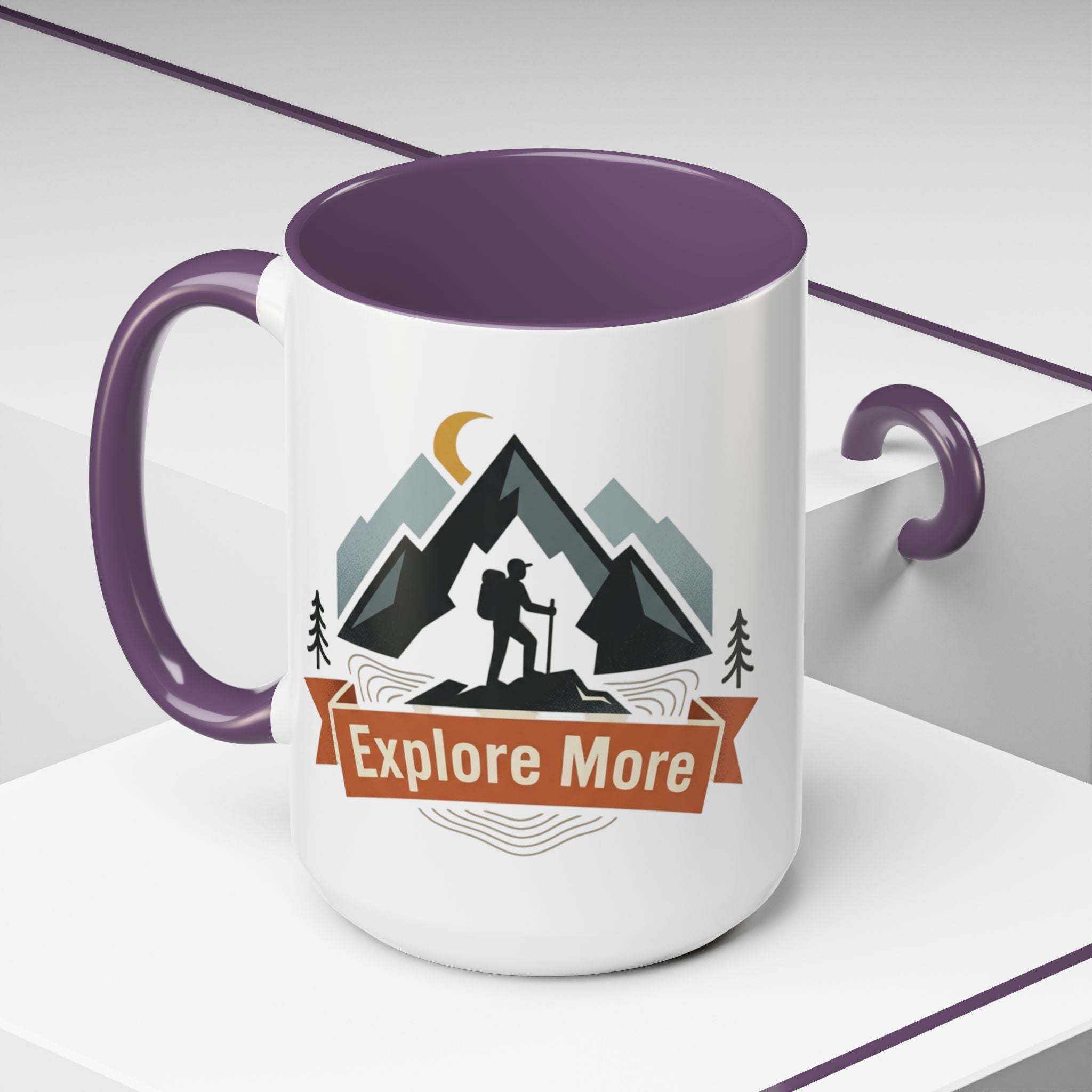 Adventure Coffee Mug — "Explore More" Mountain Camping Accent Mug (11/15oz)