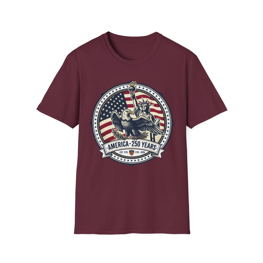 America 250 Years T-Shirt – Statue of Liberty Vintage Flag Graphic