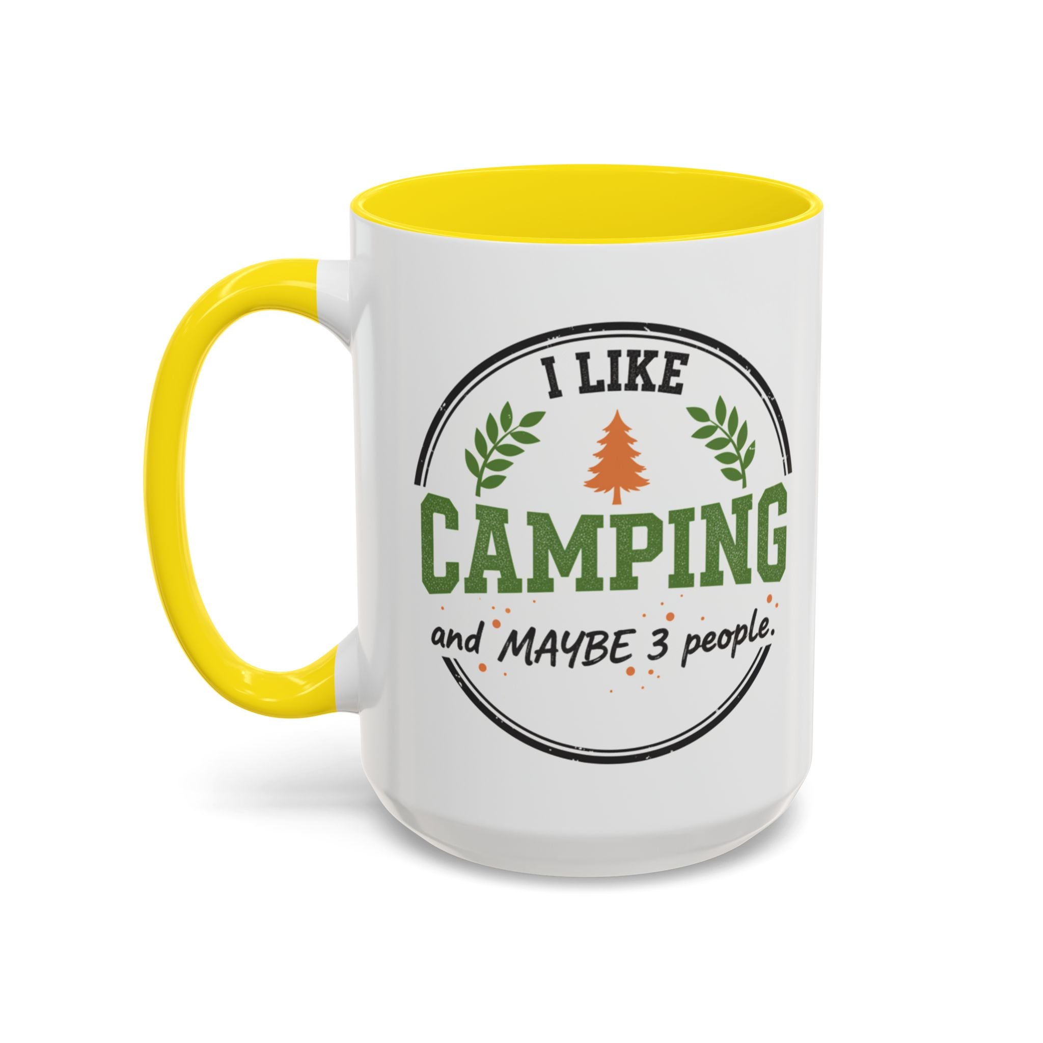 Funny Camping Accent Coffee Mug — I like CAMPING and MAYBE 3 people.