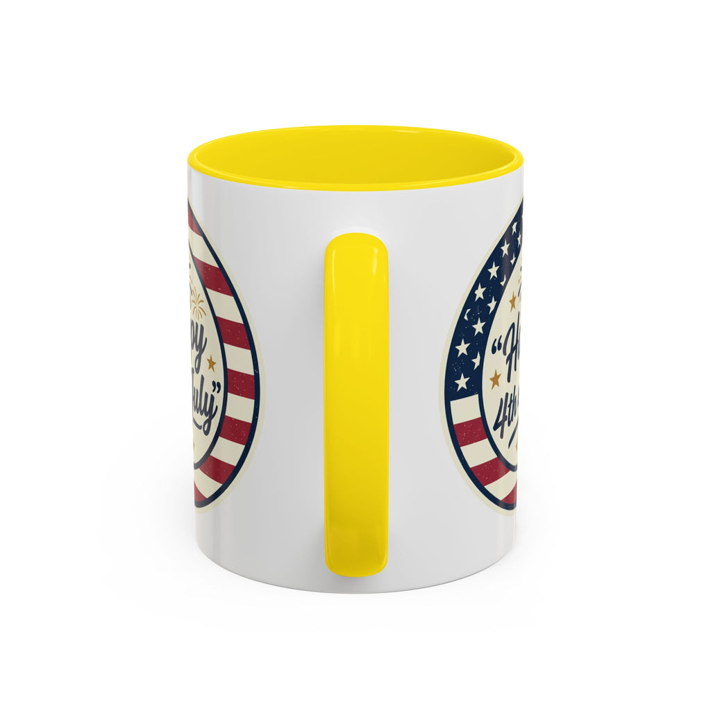 Happy 4th of July Accent Coffee Mug – Patriotic American Flag Design (11/15oz)
