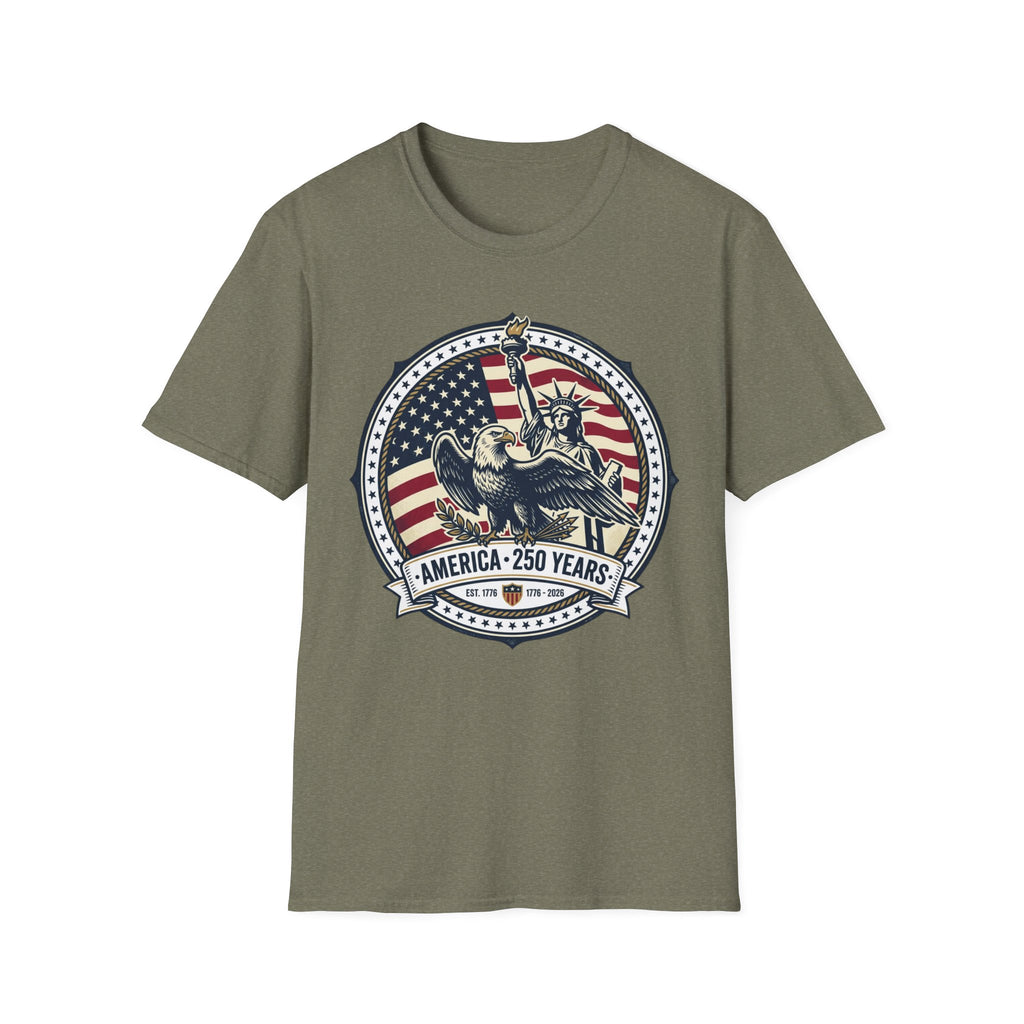 America 250 Years T-Shirt – Statue of Liberty Vintage Flag Graphic