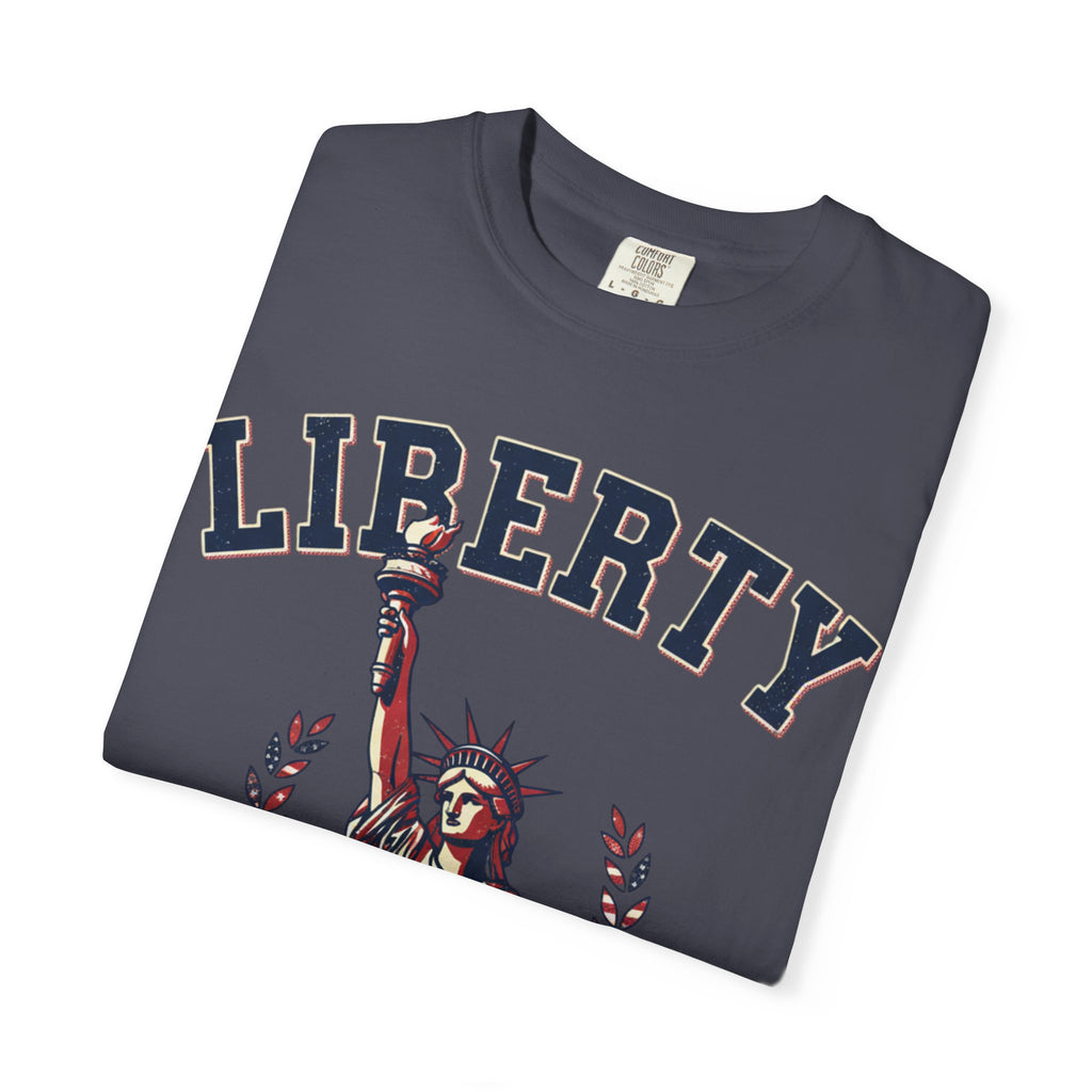 Liberty Statue T-Shirt — Patriotic 'LIBERTY' Graphic Tee