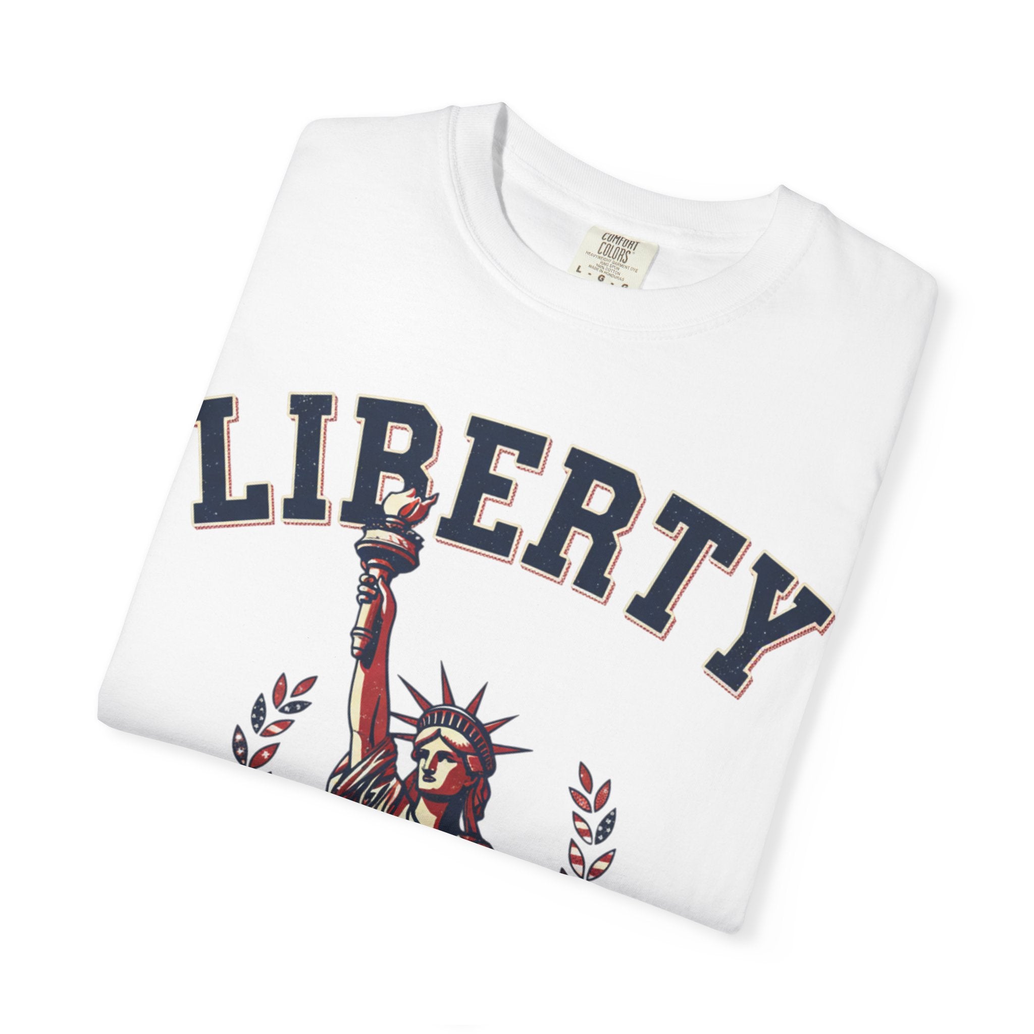 Liberty Statue T-Shirt — Patriotic 'LIBERTY' Graphic Tee