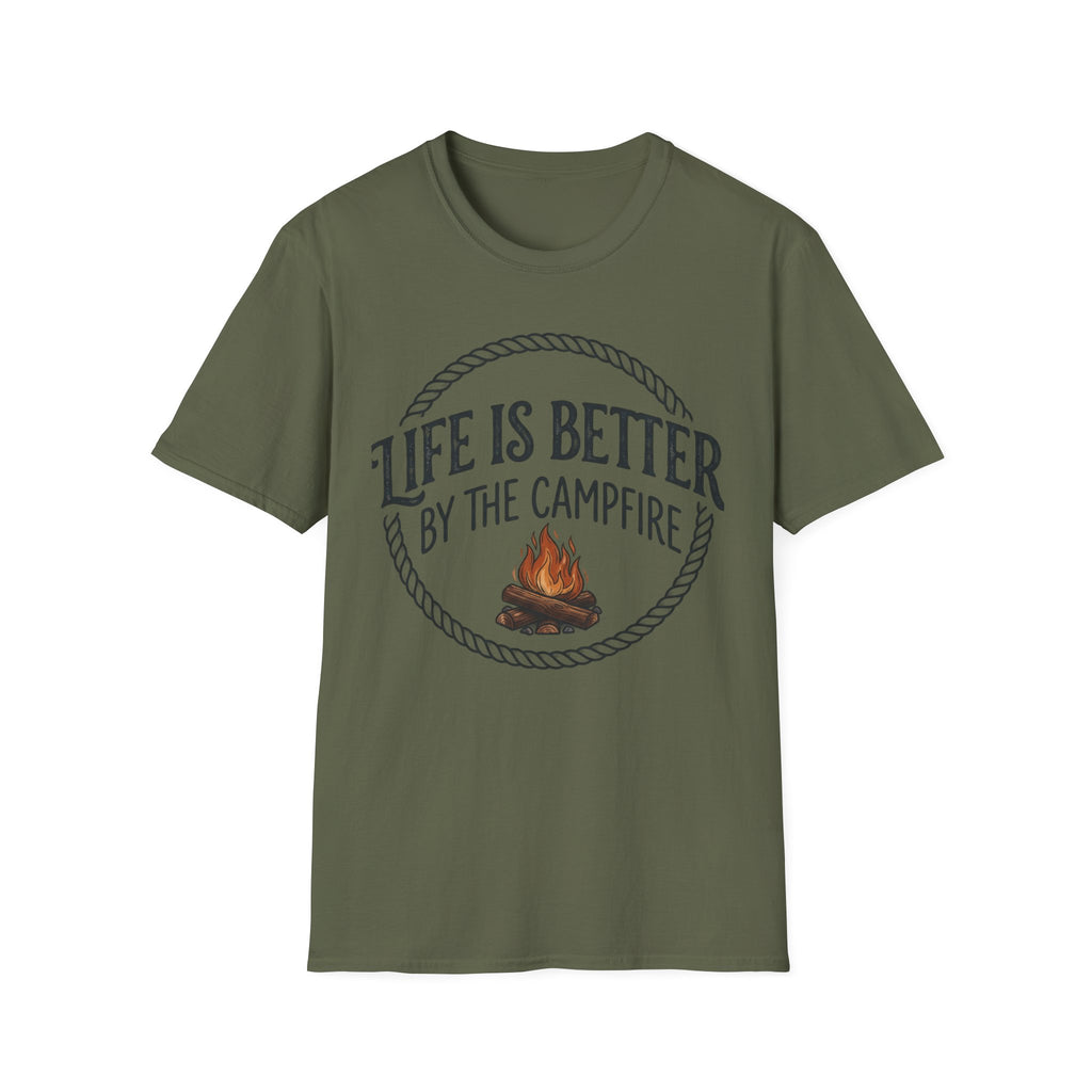 Campfire T-Shirt — "Life Is Better by the Campfire" Outdoor Camping Tee