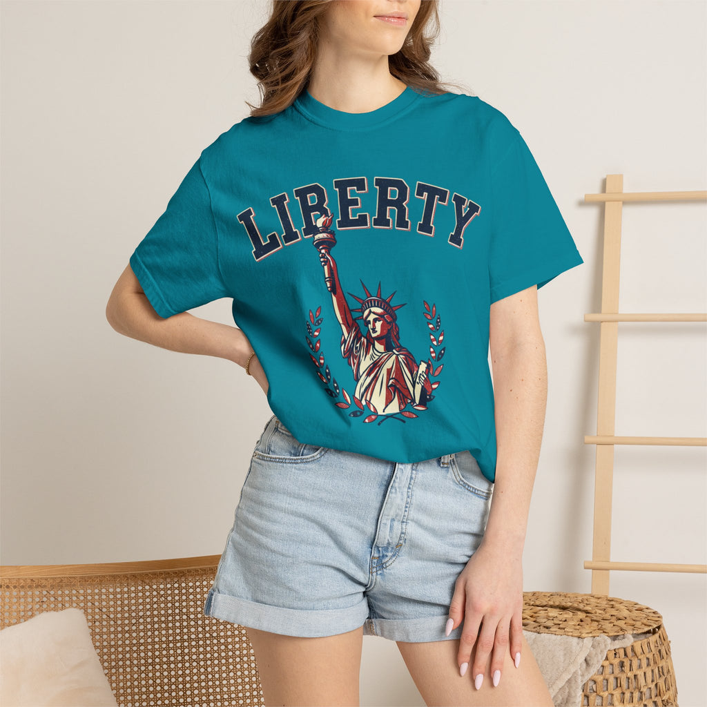 Liberty Statue T-Shirt — Patriotic 'LIBERTY' Graphic Tee