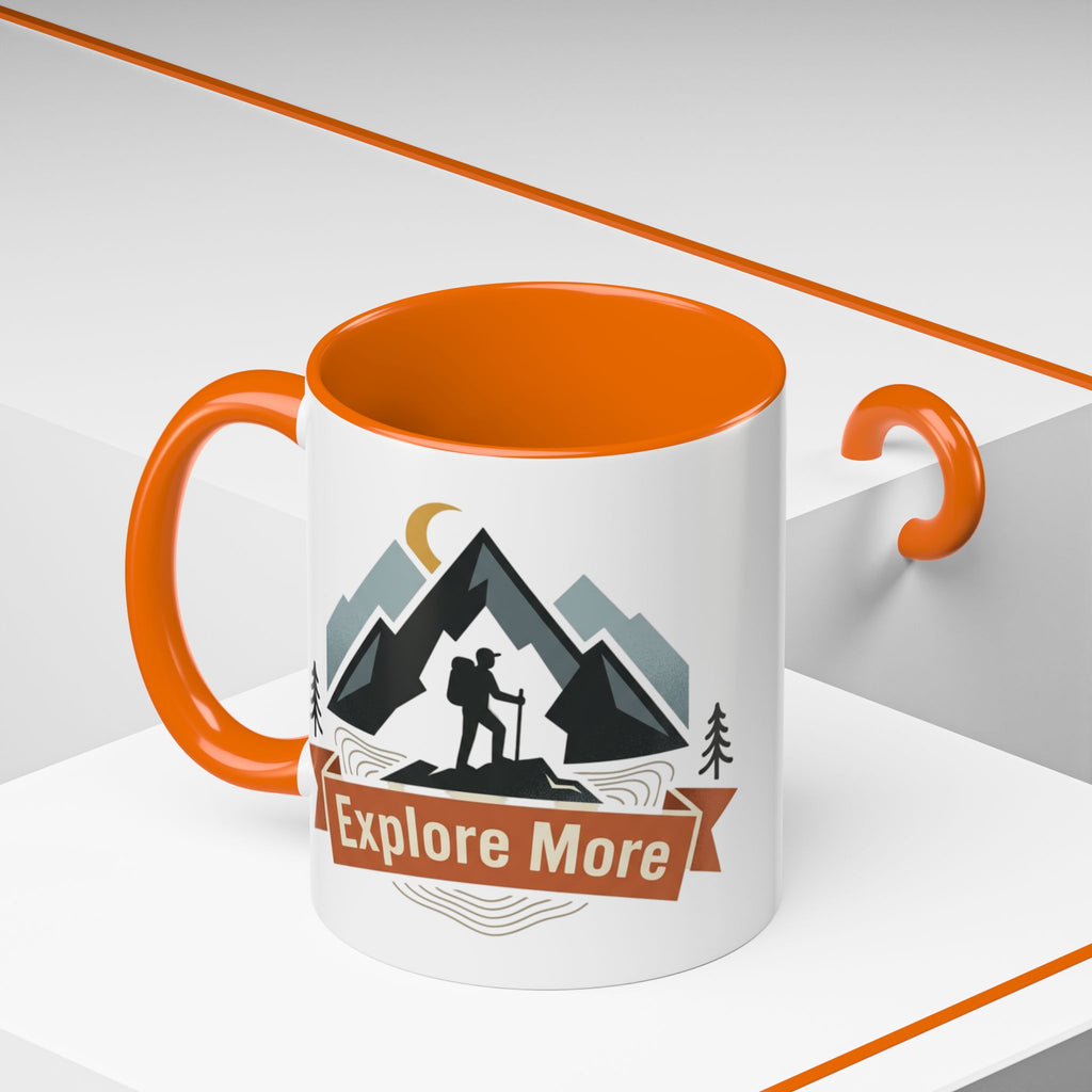 Adventure Coffee Mug — "Explore More" Mountain Camping Accent Mug (11/15oz)
