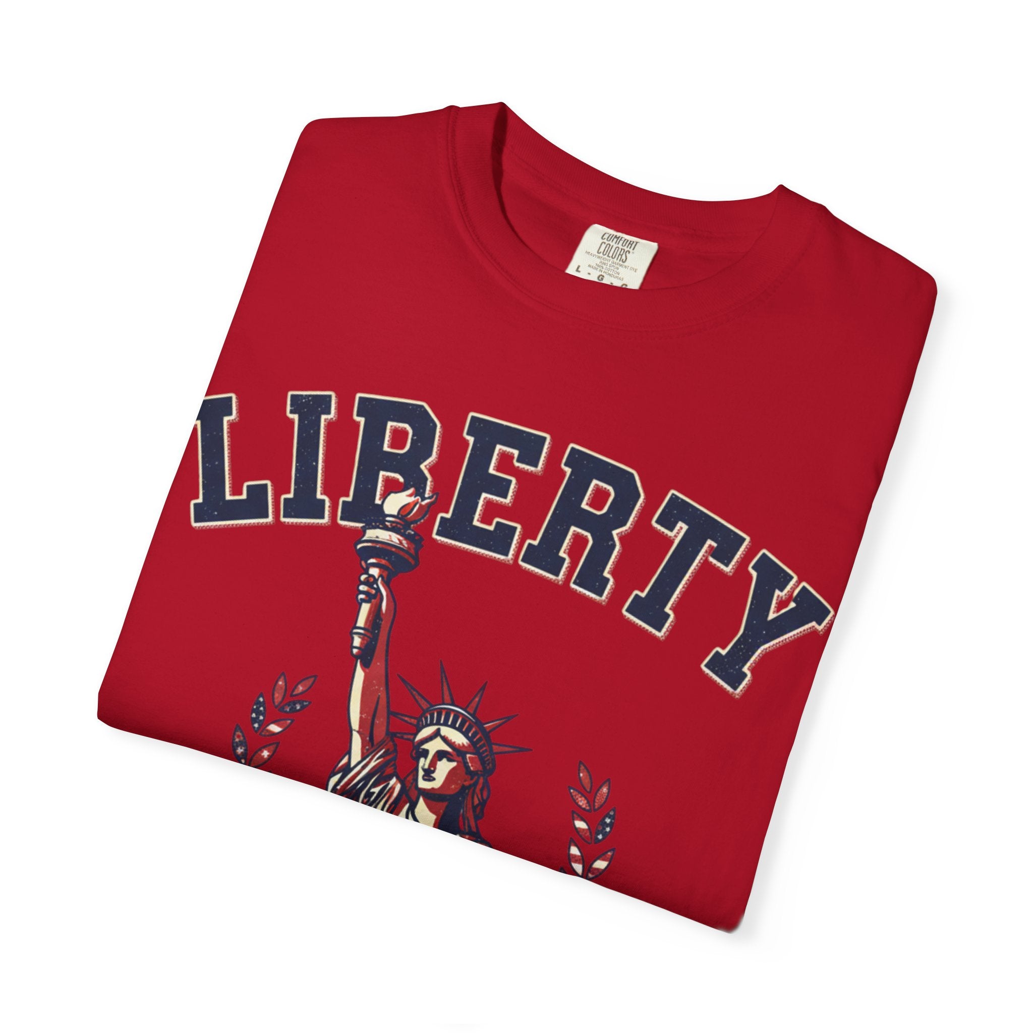 Liberty Statue T-Shirt — Patriotic 'LIBERTY' Graphic Tee