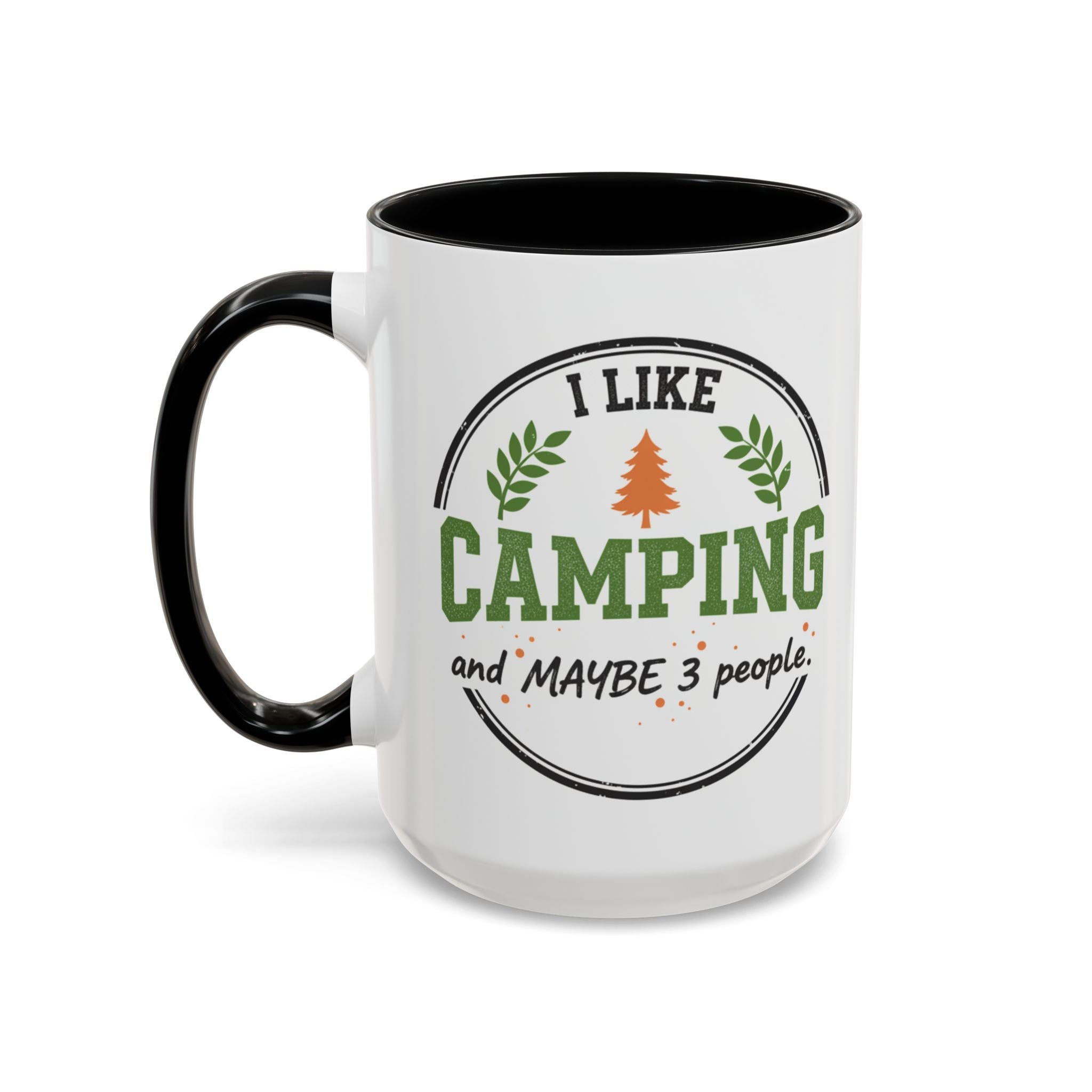 Funny Camping Accent Coffee Mug — I like CAMPING and MAYBE 3 people.
